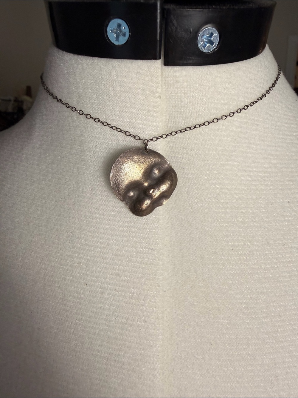 Artisan Silver-Tone  Doll Face Pendant Necklace - Women's Jewelry
